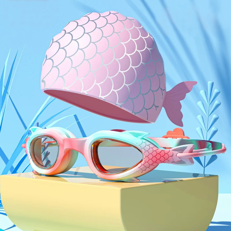 Swim Cap Silicone - 어린이용 수영 고글; 방수 및 김서림
