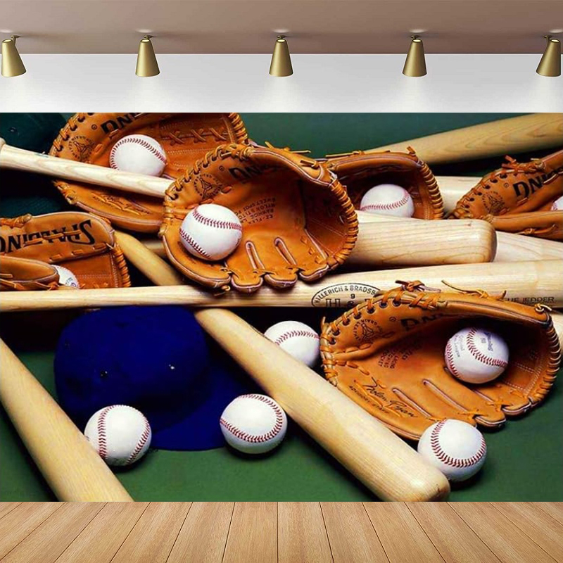 Sports Equipment Background - 사진 배경 파란색 야구 모자 갈색