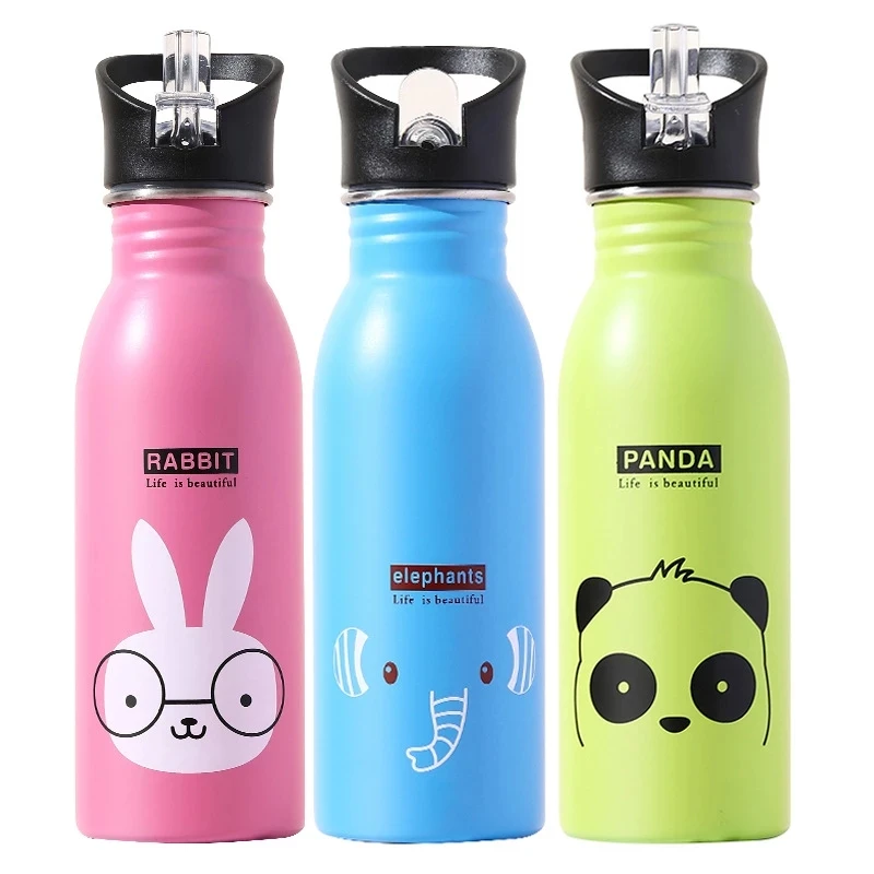 500ML 스테인리스 스틸 물병 빨대 포함 귀여운 물병 - Sports Equipment Types 리뷰 및 가격