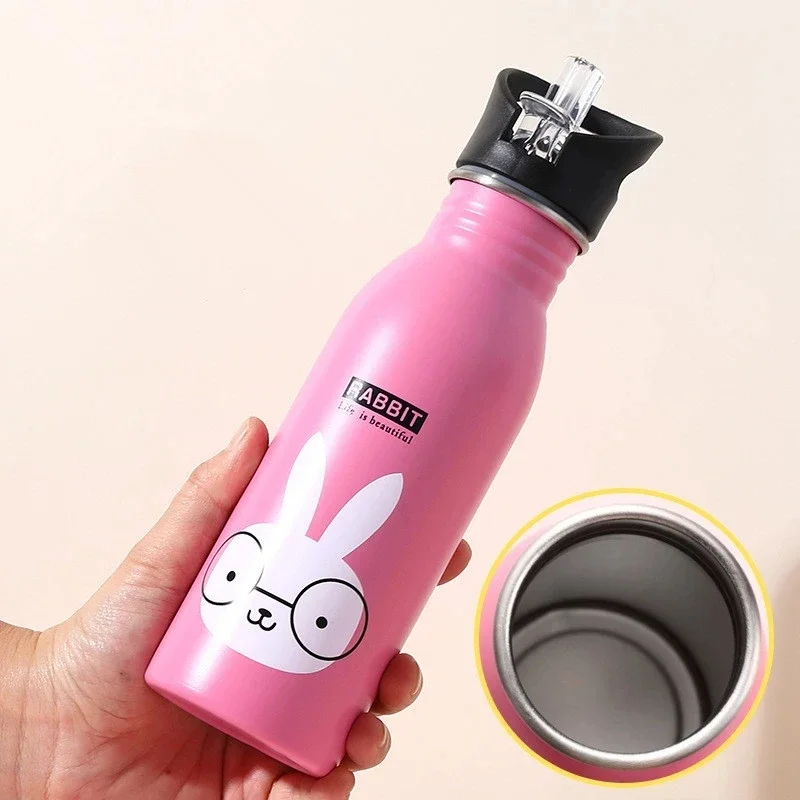 500ML 스테인리스 스틸 물병 빨대 포함 귀여운 물병 - Sports Equipment Types 리뷰 및 가격